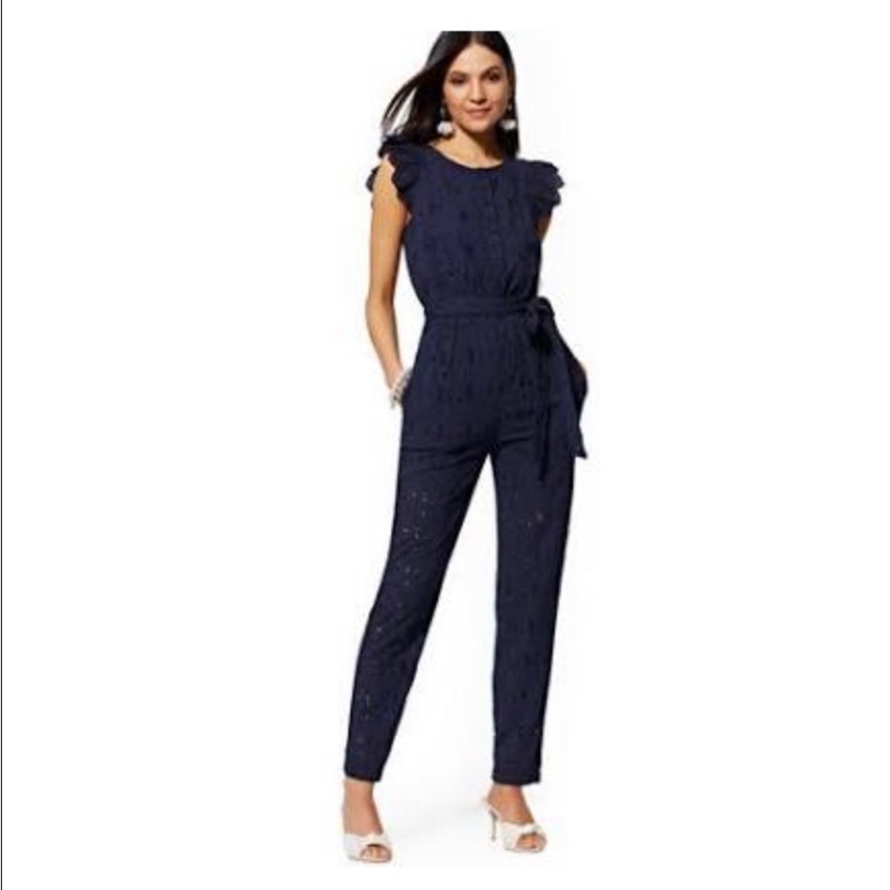 Navy jumpsuit, gently used with tons of life left.